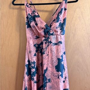 Lulu's Pink and Black Floral Dress